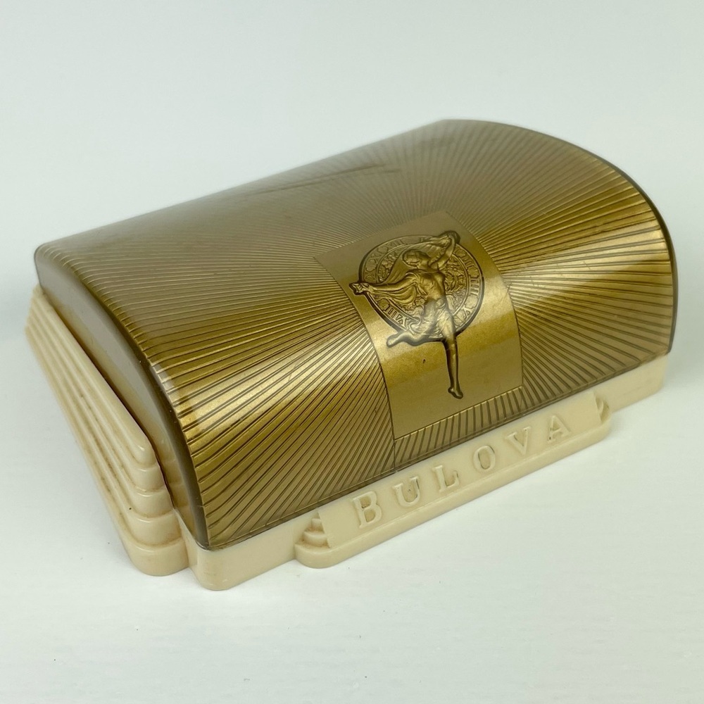 Vintage Bulova Fifth Avenue Watch Presentation Box MCM 50s Hinged Jewelry Case
